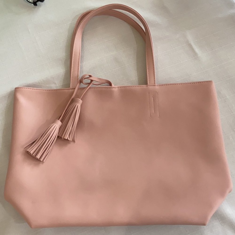 Pastel/Light Pink Macy's Tote Bag with Tassel Tie